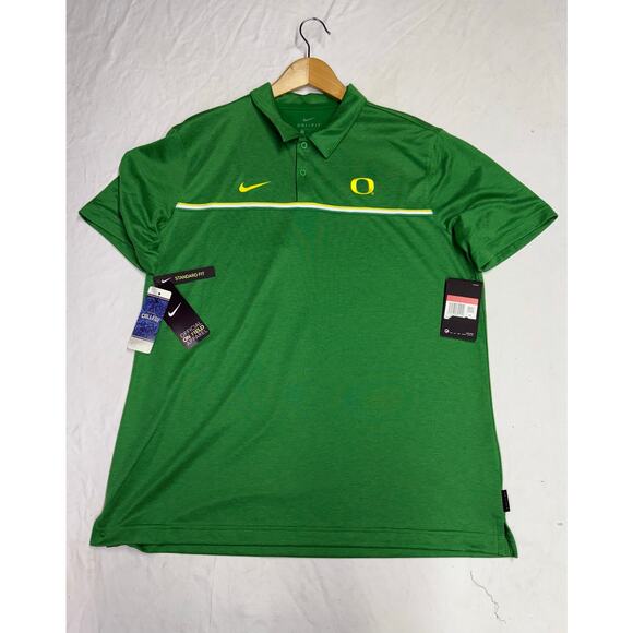 Nike Oregon Ducks polo shirt men’s size L on- Fieldshort sleeve Dri fit NWT